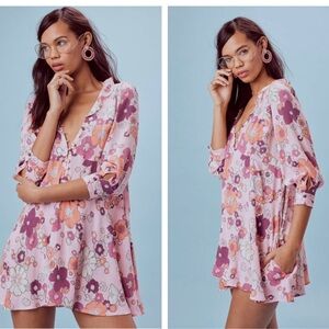 For Love and Lemons Magnolia pink floral mini dress